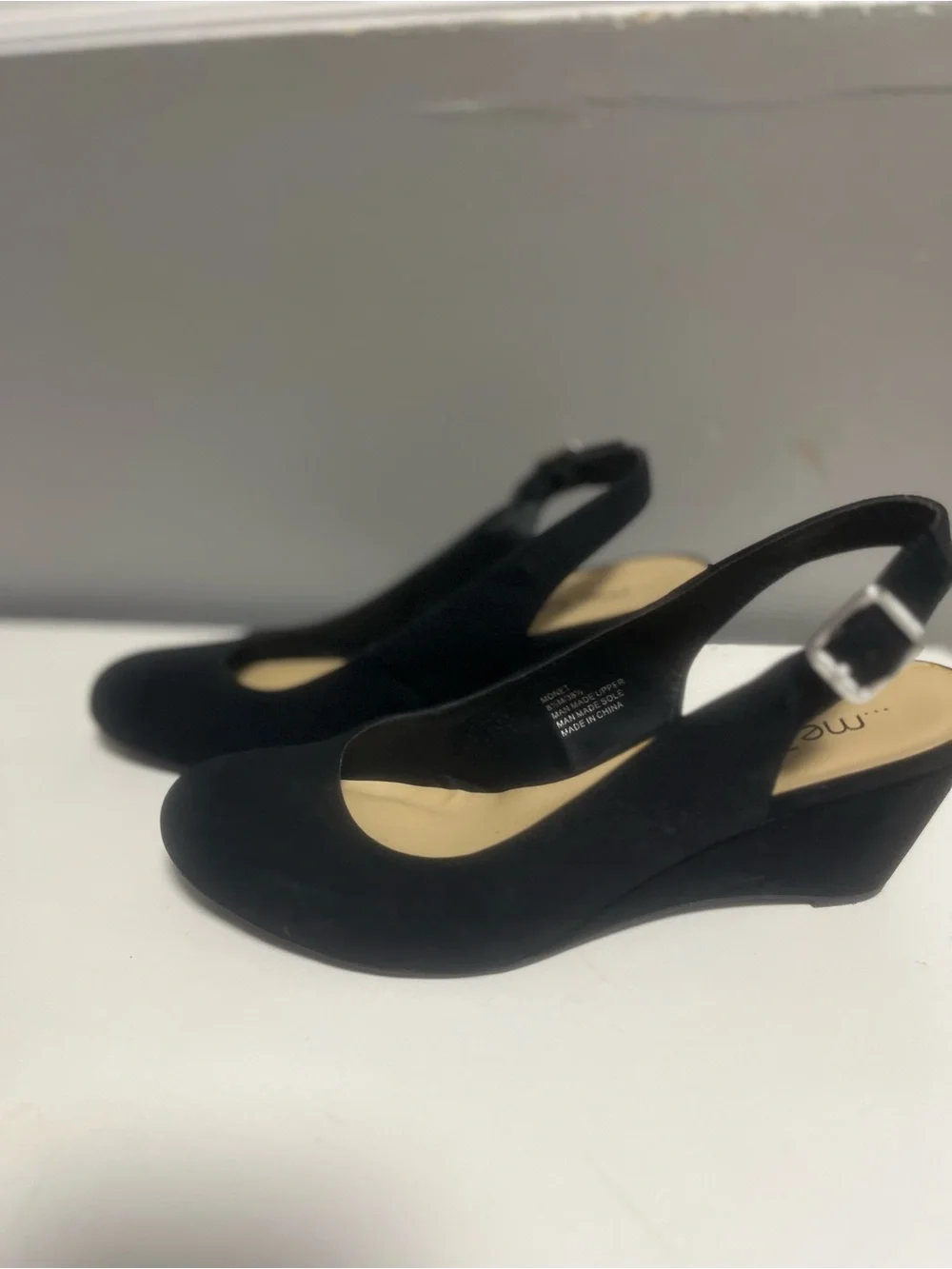 me too Black Slingback Platform Flats